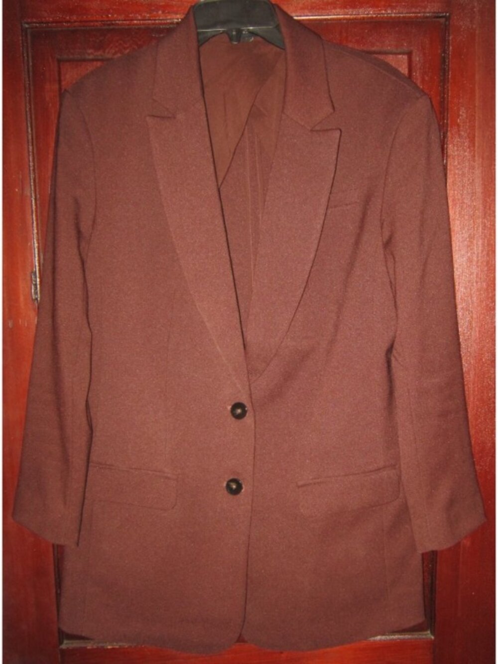 Express Sz S Oversized Boyfriend Blazer Jacket Brown Long Lapel 2 Button Pockets